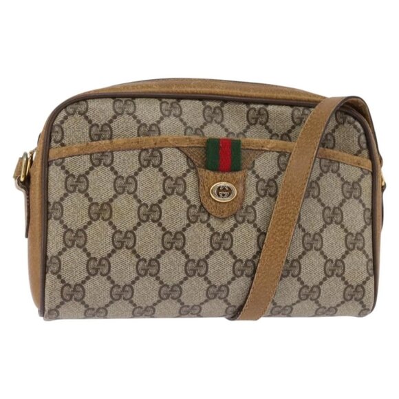 GUCCI GG Supreme Web Sherry Line Shoulder Bag PVC Beige 116 02 089 Auth 148264 - Picture 2 of 16